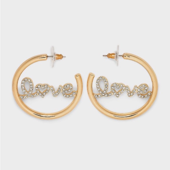 Sugarfix BaubleBar "Love Out Loud"
Hoop Statement Earrings - Gold Valentine NWT - Picture 1 of 5